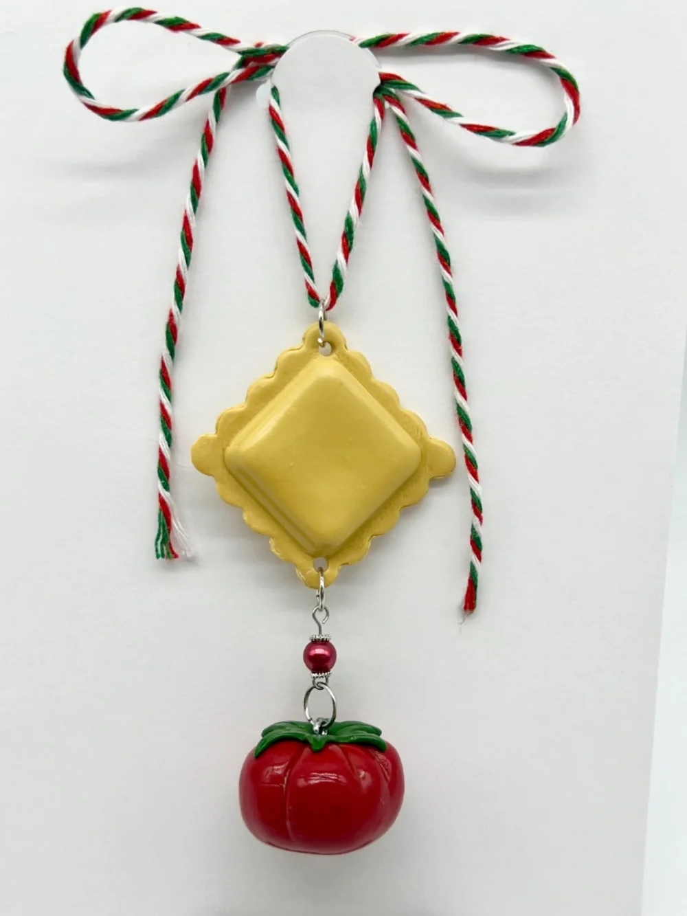 Ravioli & Tomato Ornament | Handmade Italian Food Ornament, Pasta Lover Gift